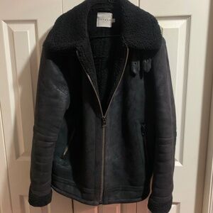 Topman Black Sherpa-style Coat